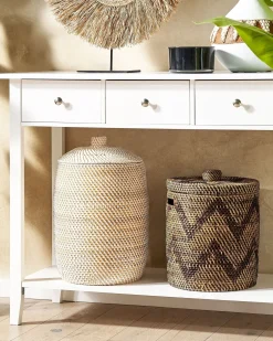 Outlet Beliani Cestino GADIS Rattan Naturale Bianco Naturale