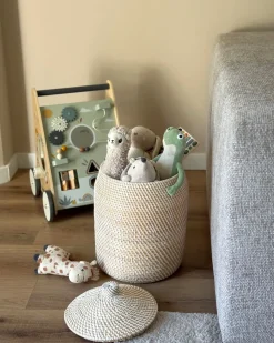 Outlet Beliani Cestino GADIS Rattan Naturale Bianco Naturale