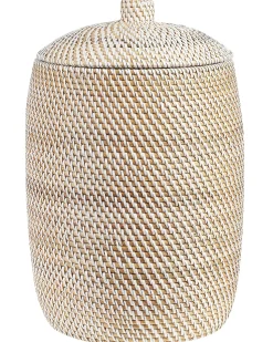 Outlet Beliani Cestino GADIS Rattan Naturale Bianco Naturale
