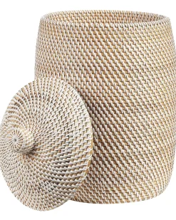 Outlet Beliani Cestino GADIS Rattan Naturale Bianco Naturale