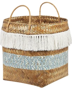 Discount Beliani Cestino MESUJI Bambù Naturale Bianco Blu Naturale