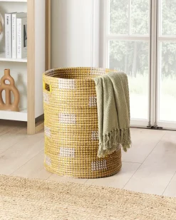 Sale Beliani Cestino MONGCAI Alghe marine Naturale Bianco Beige Naturale Giallo