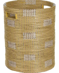 Sale Beliani Cestino MONGCAI Alghe marine Naturale Bianco Beige Naturale Giallo