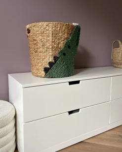 Outlet Beliani Cestino per bambini Coccodrillo LOXTON Vimini Naturale Beige Naturale Verde