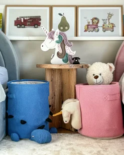 Clearance Beliani Cestino per bambini Dinosauro BAGNU Cotone Blu Blu Nero