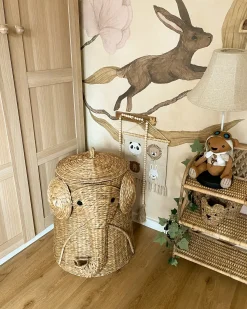 Outlet Beliani Cestino per bambini Elefante DOGON Vimini Naturale Beige Naturale