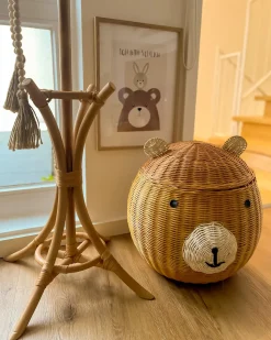 Best Beliani Cestino per bambini Orsacchiotto HIMBA Rattan Naturale Beige Bianco Naturale
