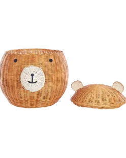 Best Beliani Cestino per bambini Orsacchiotto HIMBA Rattan Naturale Beige Bianco Naturale