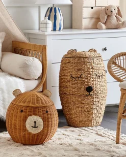 Best Beliani Cestino per bambini Orsacchiotto HIMBA Rattan Naturale Beige Bianco Naturale