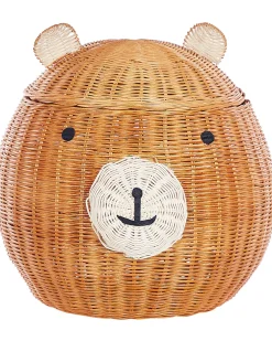 Best Beliani Cestino per bambini Orsacchiotto HIMBA Rattan Naturale Beige Bianco Naturale