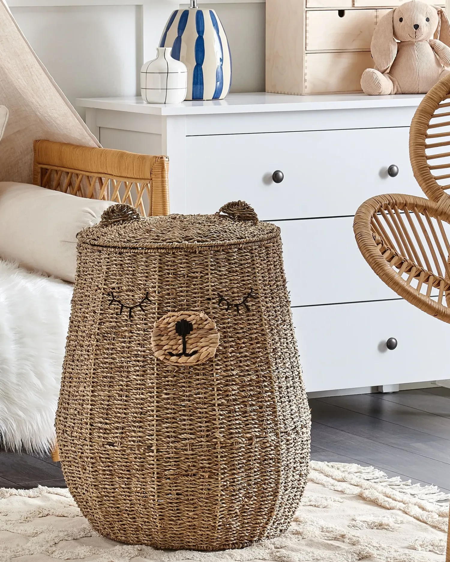 Discount Beliani Cestino per bambini Orsacchiotto FULAN Alghe marine Naturale Beige Naturale