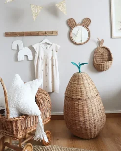 Discount Beliani Cestino per bambini Pera VAGSOY Rattan Naturale Beige Naturale Verde