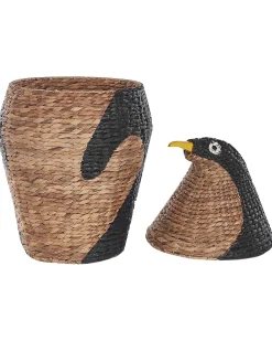 New Beliani Cestino per bambini Pinguino HADZABE Vimini Naturale Beige Naturale Nero