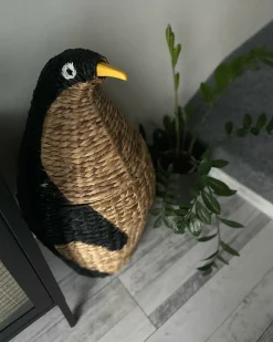 New Beliani Cestino per bambini Pinguino HADZABE Vimini Naturale Beige Naturale Nero