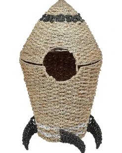 Hot Beliani Cestino per bambini Razzo PAARL Alghe marine Naturale Beige Bianco Naturale Nero