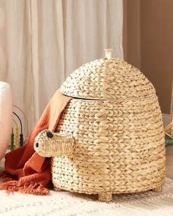 Hot Beliani Cestino per bambini Tartaruga MONTAGU Vimini Naturale Beige Naturale