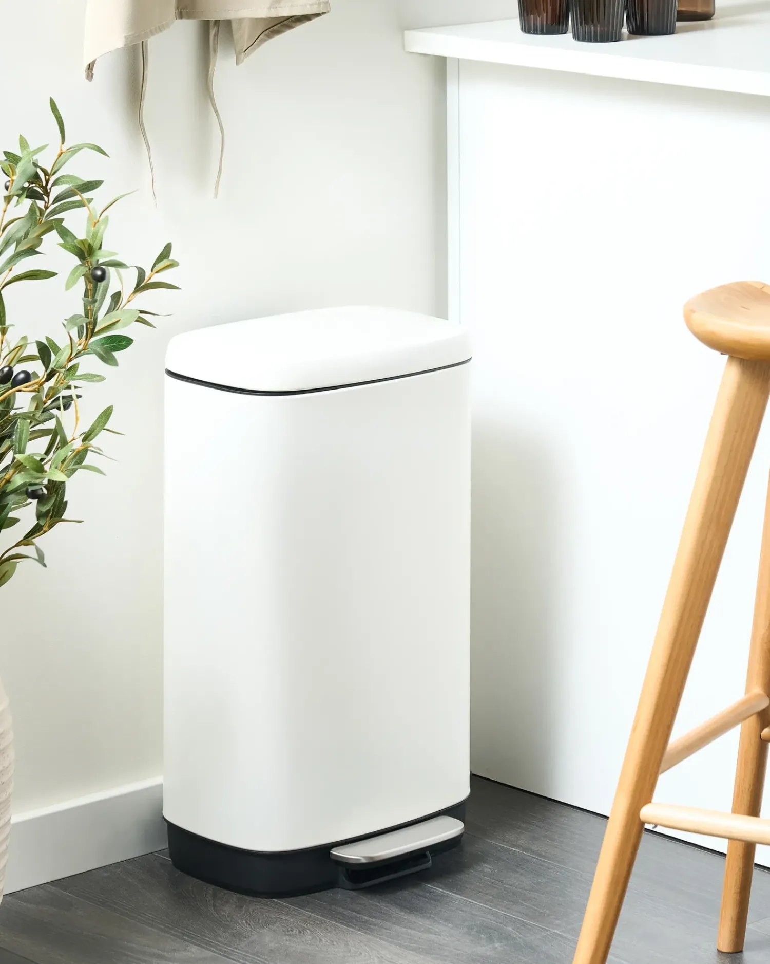 New Beliani Cestino per i rifiuti 30 L ECOCOLLECT Metallo Bianco