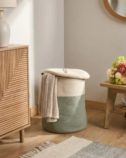 Online Beliani SILOPI Cotone Beige chiaro/Verde Beige Verde
