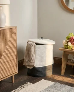 Beliani SILOPI Cotone Bianco/Grigio scuro Bianco Grigio