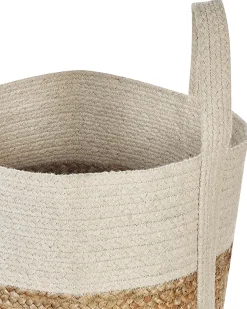 Best Beliani Cestino SONIPAT Iuta Naturale Bianco Beige Naturale