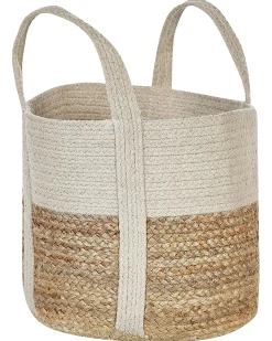 Best Beliani Cestino SONIPAT Iuta Naturale Bianco Beige Naturale