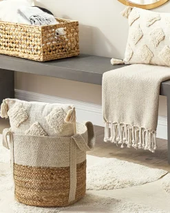 Best Beliani Cestino SONIPAT Iuta Naturale Bianco Beige Naturale