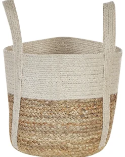Best Beliani Cestino SONIPAT Iuta Naturale Bianco Beige Naturale