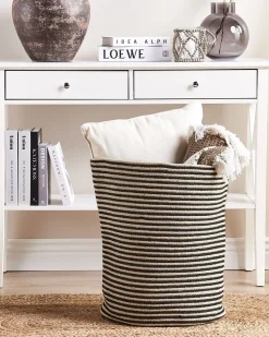 Best Beliani Cestino YERKOY Cotone Nero Beige Nero