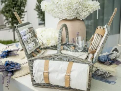 Clearance Beliani Cesto da Picnic CANELE Vimini Marrone Grigio