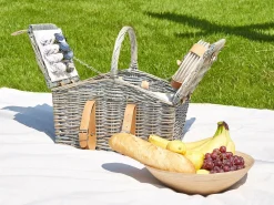 Clearance Beliani Cesto da Picnic CANELE Vimini Marrone Grigio