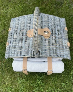 Clearance Beliani Cesto da Picnic CANELE Vimini Marrone Grigio