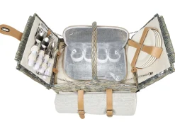 Clearance Beliani Cesto da Picnic CANELE Vimini Marrone Grigio