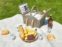 Clearance Beliani Cesto da Picnic CANELE Vimini Marrone Grigio