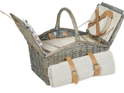 Clearance Beliani Cesto da Picnic CANELE Vimini Marrone Grigio