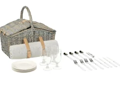 Clearance Beliani Cesto da Picnic CANELE Vimini Marrone Grigio