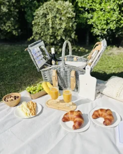 Clearance Beliani Cesto da Picnic CANELE Vimini Marrone Grigio