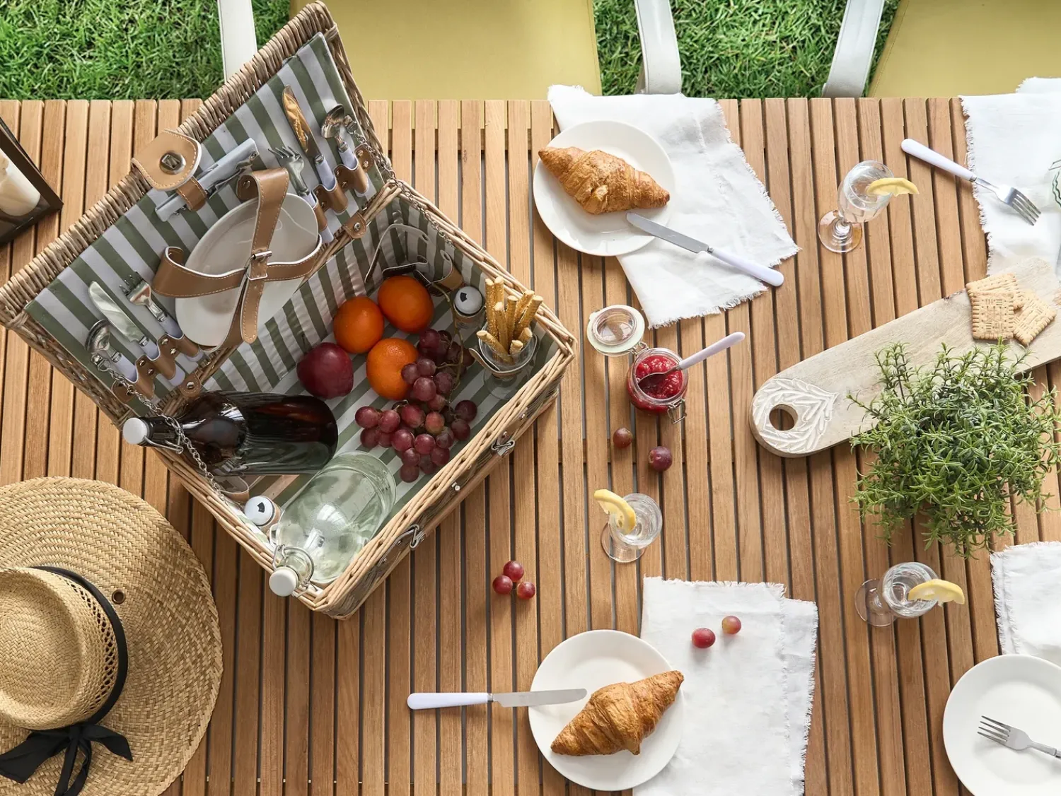 Best Beliani Cesto da Picnic CLEMENTINE Vimini Naturale Marrone Naturale Verde