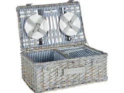 Online Beliani Cesto da Picnic FIGUE Vimini Grigio Blu Grigio