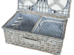 Online Beliani Cesto da Picnic FIGUE Vimini Grigio Blu Grigio