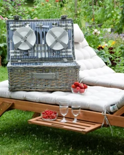Online Beliani Cesto da Picnic FIGUE Vimini Grigio Blu Grigio