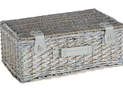 Online Beliani Cesto da Picnic FIGUE Vimini Grigio Blu Grigio