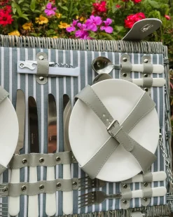 Online Beliani Cesto da Picnic FIGUE Vimini Grigio Blu Grigio