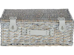 Online Beliani Cesto da Picnic FIGUE Vimini Grigio Blu Grigio