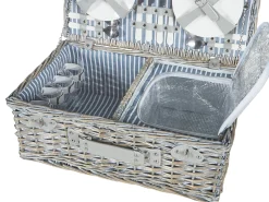Online Beliani Cesto da Picnic FIGUE Vimini Grigio Blu Grigio