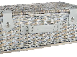 Online Beliani Cesto da Picnic FIGUE Vimini Grigio Blu Grigio