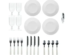 Online Beliani Cesto da Picnic FIGUE Vimini Grigio Blu Grigio