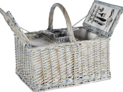 Outlet Beliani Cesto da Picnic GROSEILLE Vimini Grigio Bianco Grigio