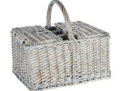 Outlet Beliani Cesto da Picnic GROSEILLE Vimini Grigio Bianco Grigio