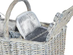 Outlet Beliani Cesto da Picnic GROSEILLE Vimini Grigio Bianco Grigio
