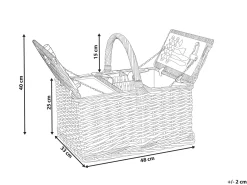 Outlet Beliani Cesto da Picnic GROSEILLE Vimini Grigio Bianco Grigio